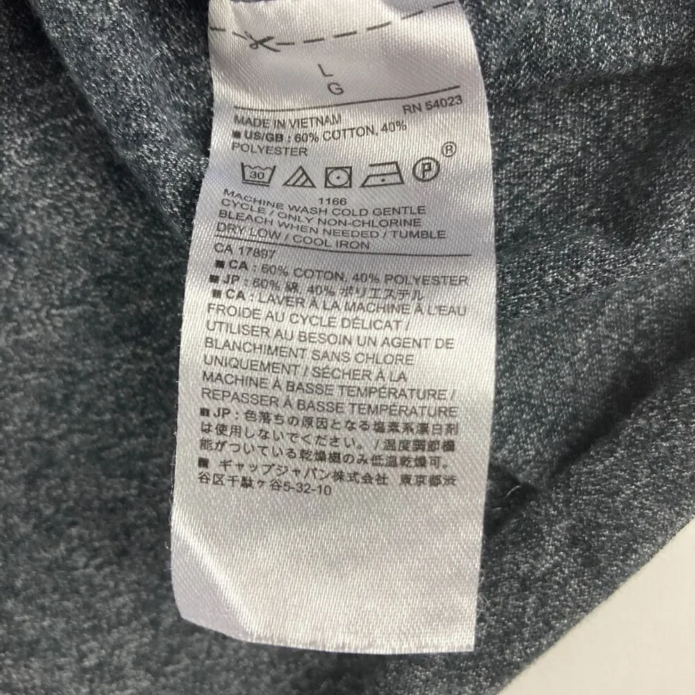Banana Republic Mens Large Gray Heather Button Front Knit Shirt Pocket Casual L